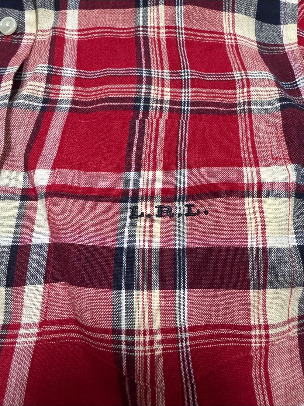 Vintage Y2K Lauren Ralph Lauren 100% Linen Plaid Button Front Shirt Red Size S - Picture 6 of 13